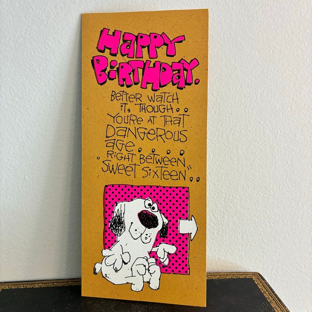 Vintage Funny Birthday Card Hallmark Contemporary Dangerous Age Humor Dog NOS